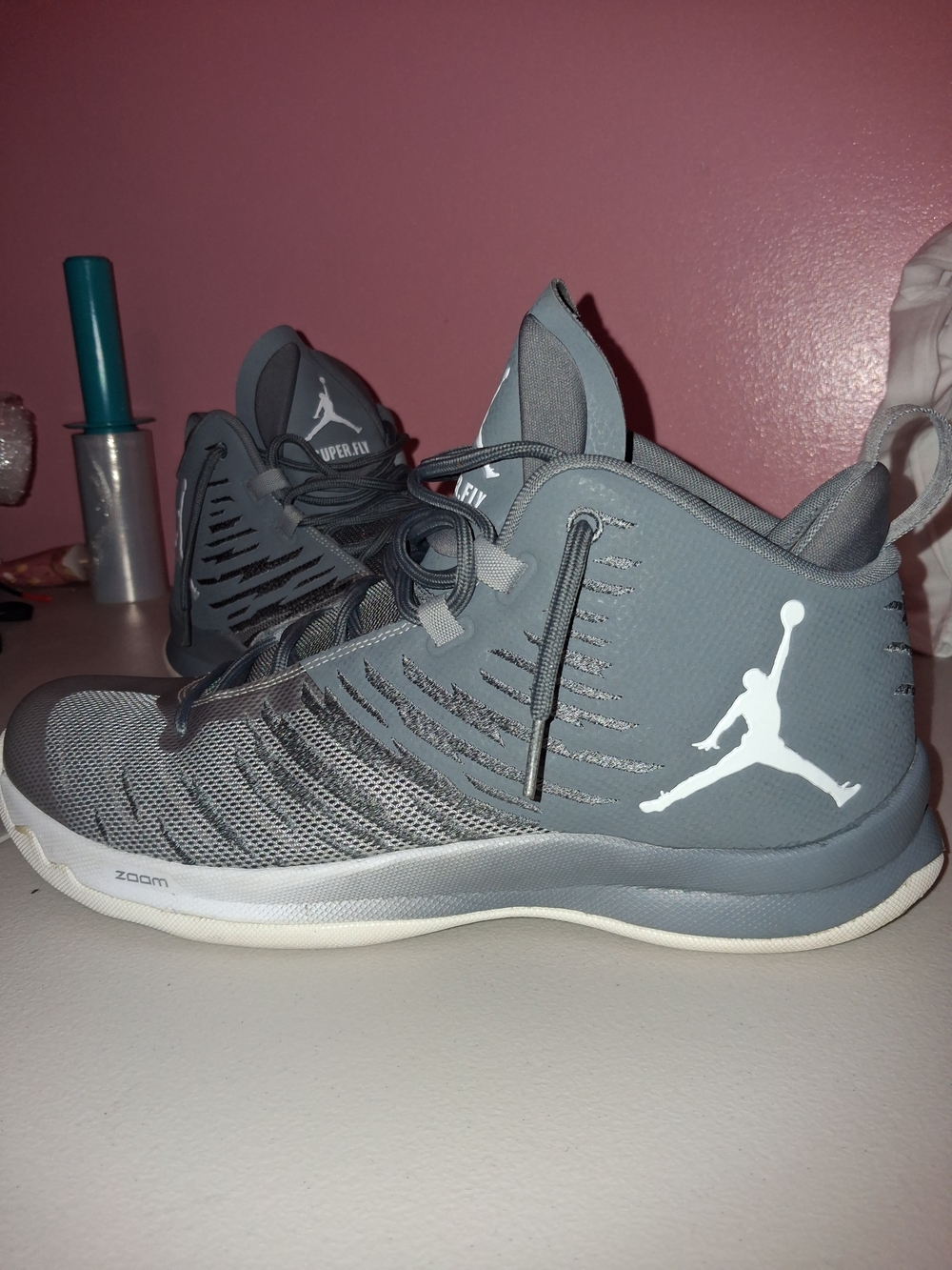 Nike Jordan Super.Fly 5 Gray/White Basketball Shoes - Men's Size 12